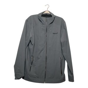 Men’s Marmot soft shell, gray, zip-up jacket without hood, size XL